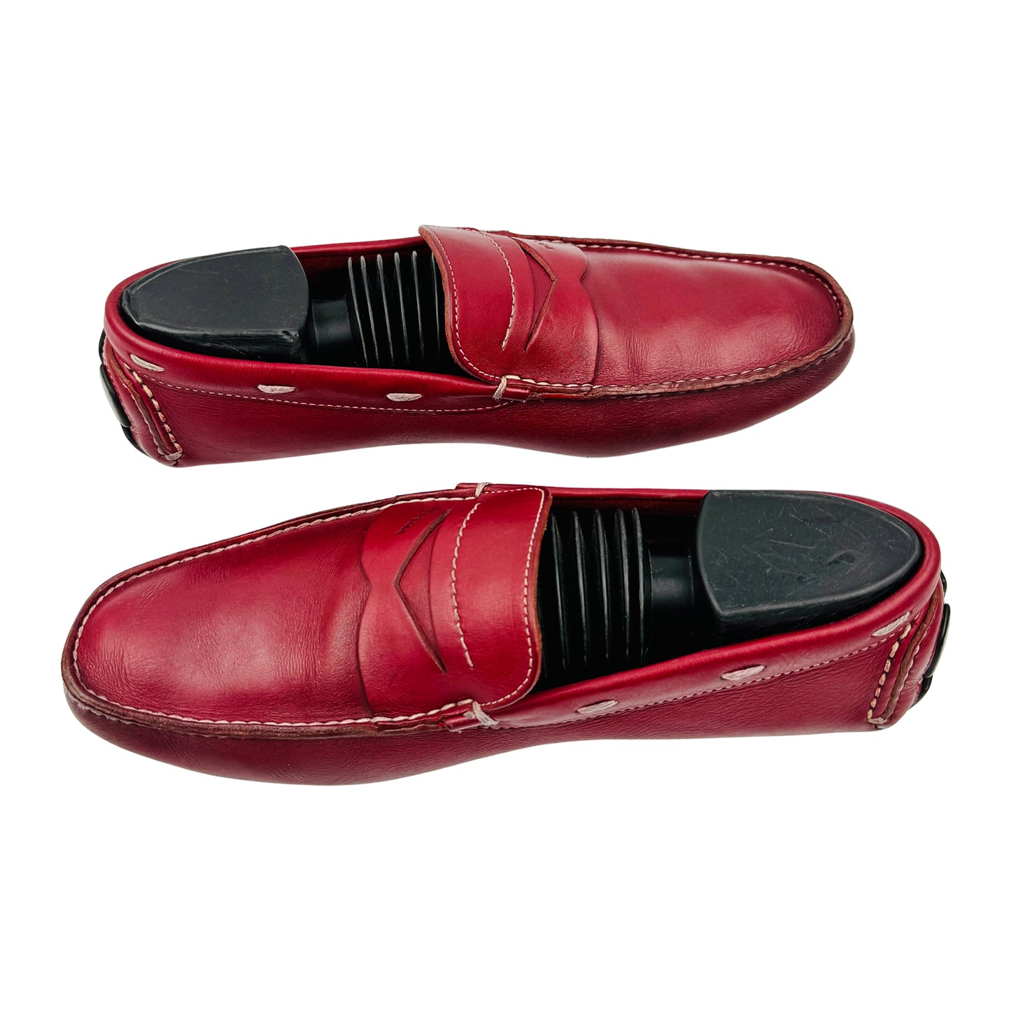 Prada Red Leather Penny Driving Loafers (Size 41)