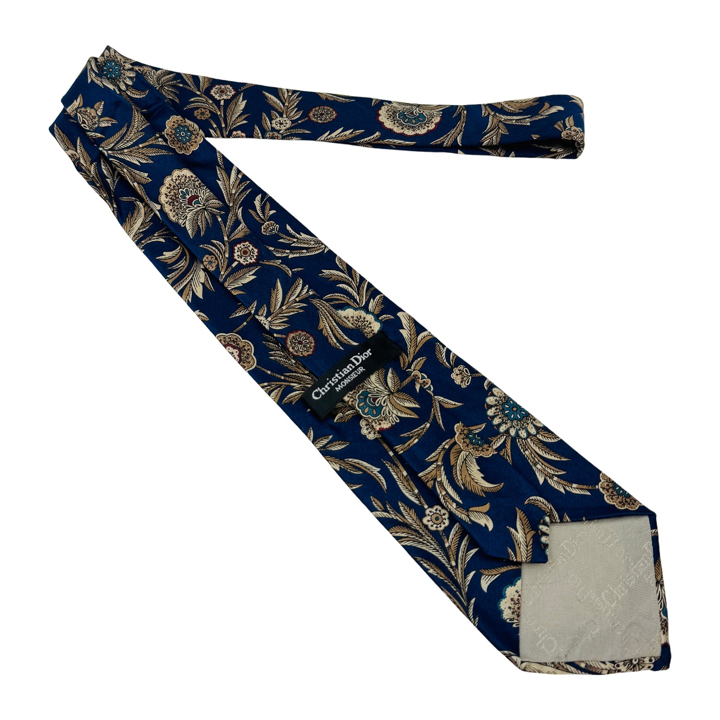 Christian Dior Navy 'Floral Pattern' Tie (Size Regular)