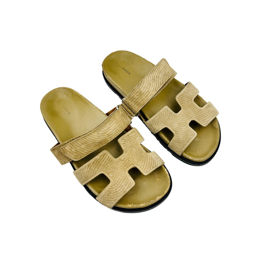 Hermès Chypre Beige Suede Sandal Slides (Size 40/40.5) - H221148Z