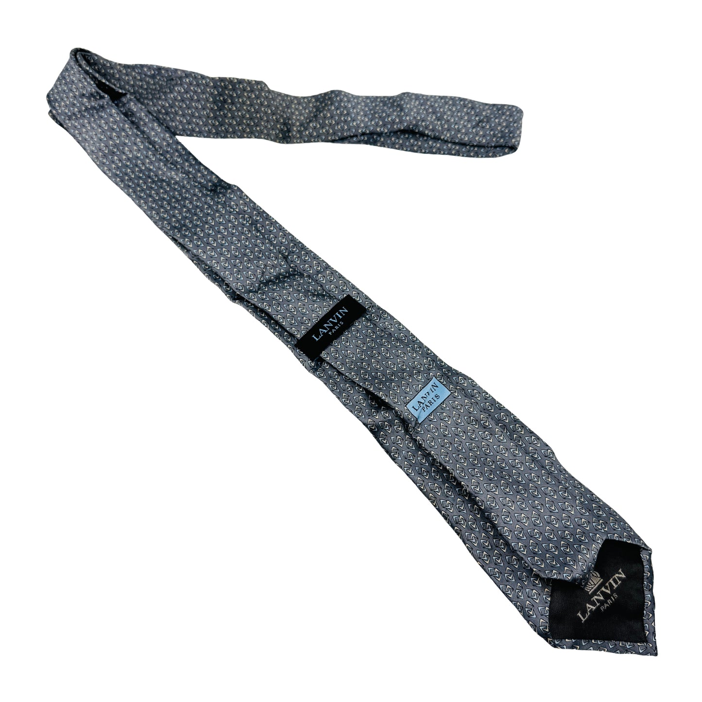 Lanvin Grey 'Geometric Motifs' Silk Tie (Size Slim Fit)