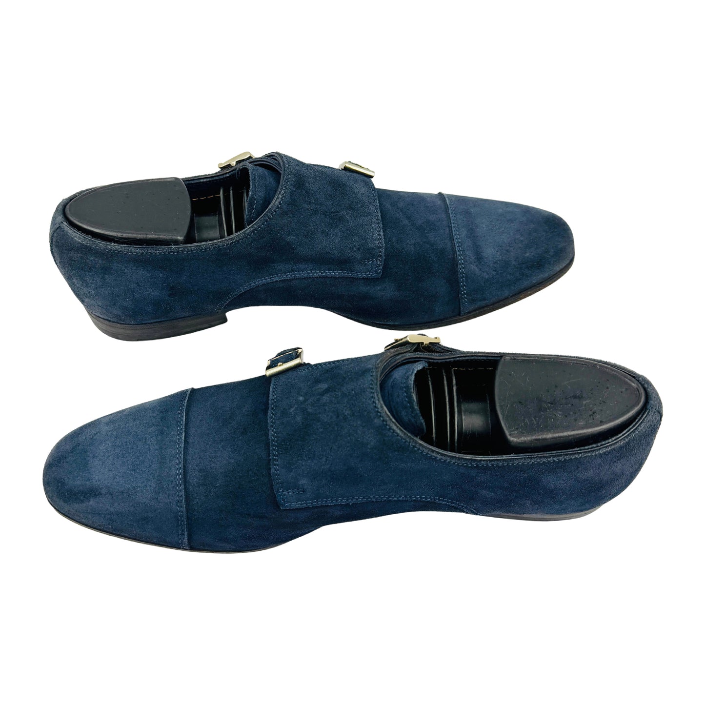 Santoni Blue Suede Monk Strap Shoes (Size 41.5)