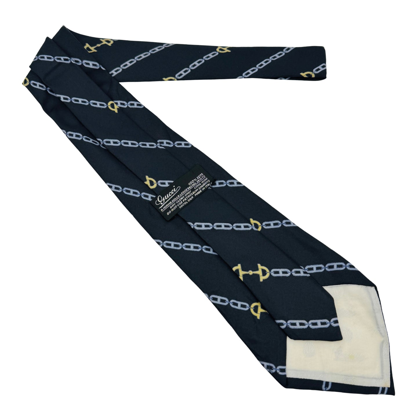 Gucci Dark Navy 'Horsebit Pattern' Tie (Size Regular)