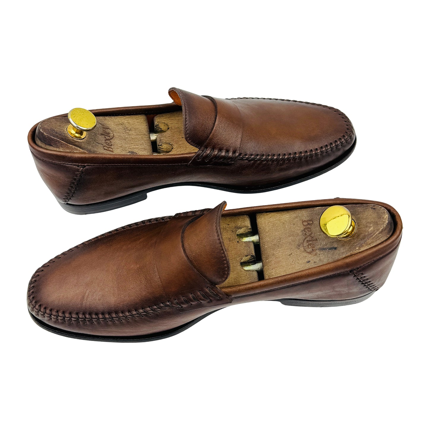 Santoni Paine 'Burnished Brown' Leather Loafers (Size 42.5)