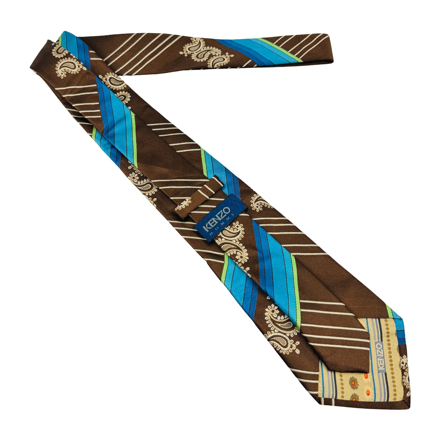 Kenzo Homme Brown 'Striped Paisley Pattern' Tie (Size Regular)