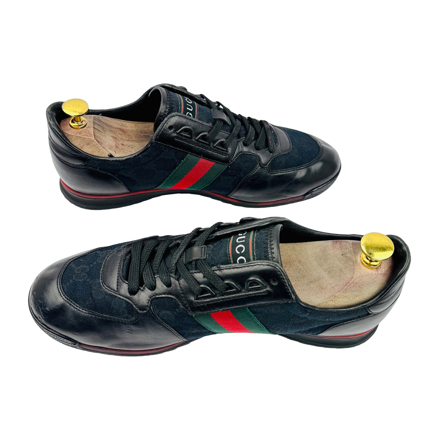 Gucci Web Stripe GG Canvas Black Sneakers (Size 42.5) - 237715