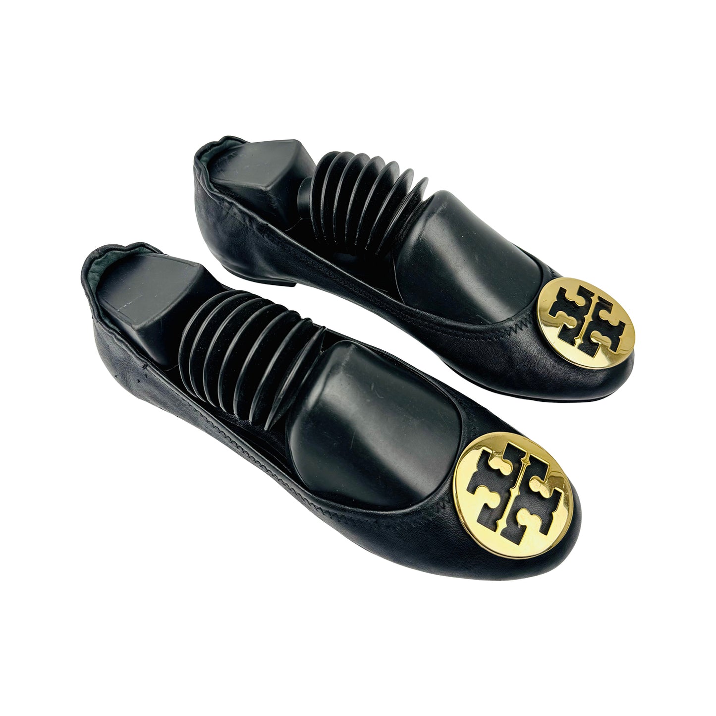 Tory Burch Reva Travel Black Leather Ballet Flats (Size 38.5/39)