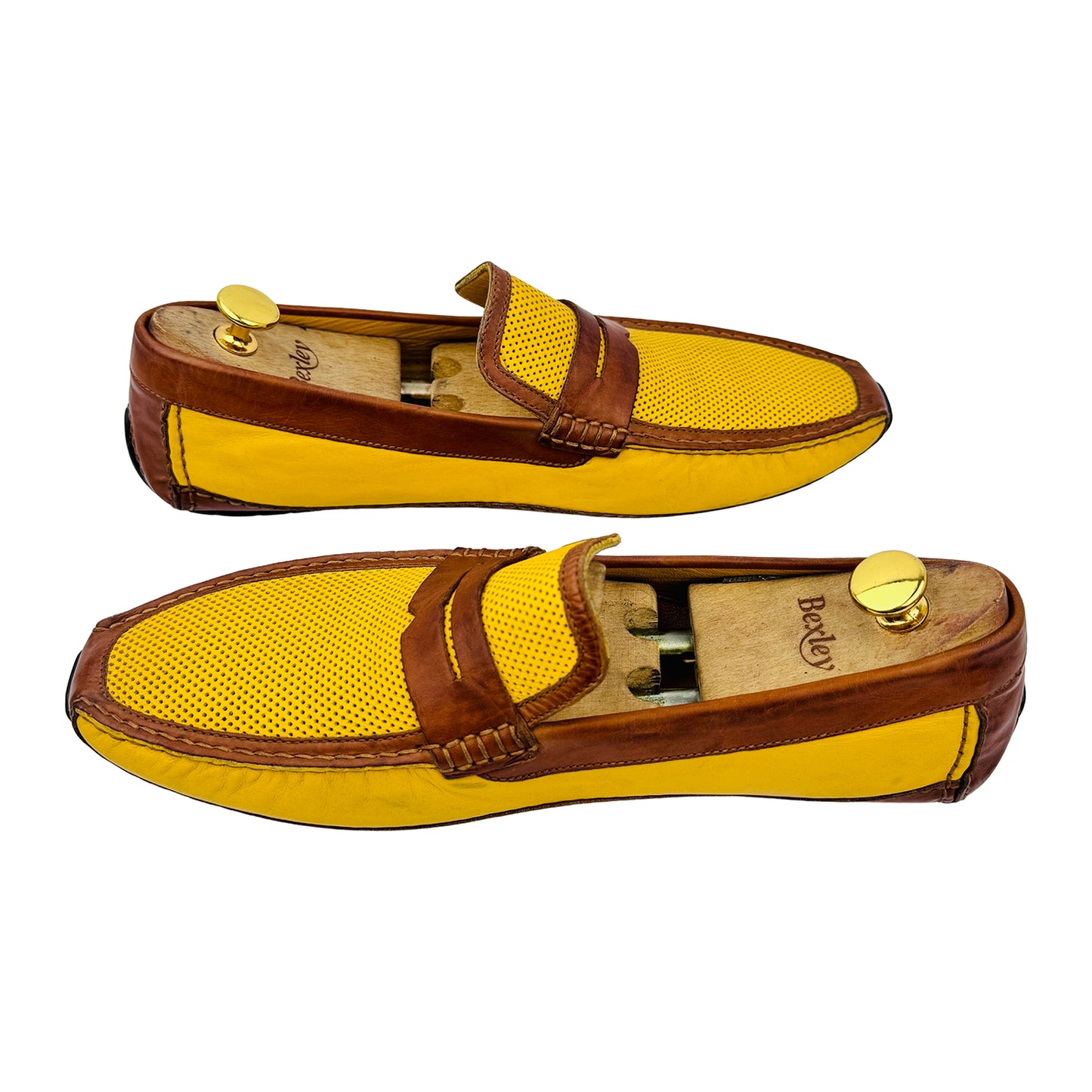 Moreschi Yellow and Brown Dotted Loafers (Size 43/43.5)