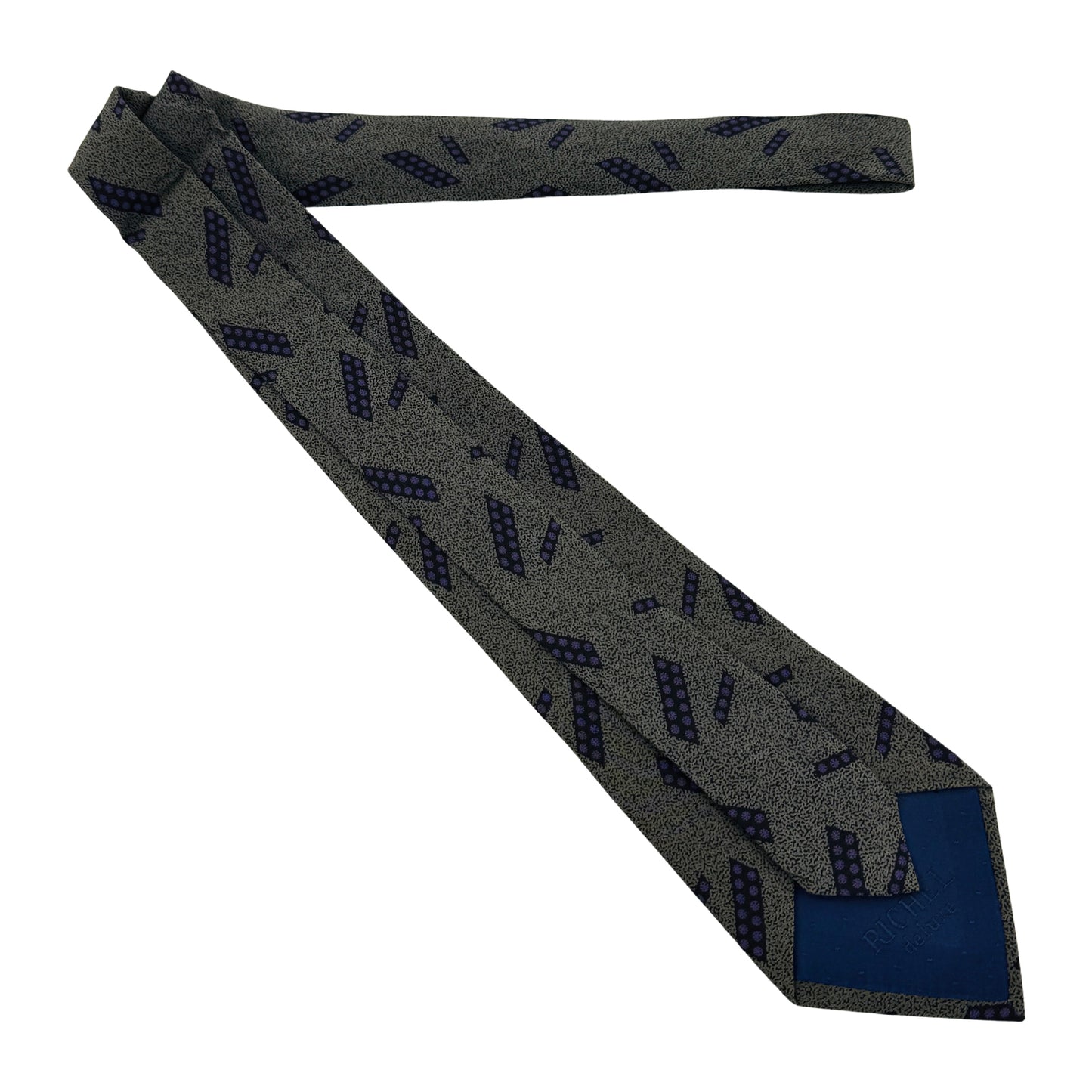 Richel De Luxe Olive Grey 'Geometric Pattern' Tie (Size Regular)