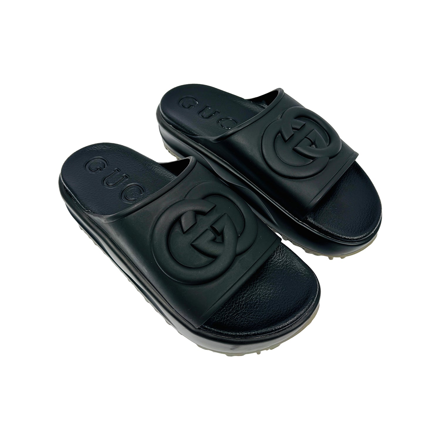 Right Side image of Gucci Black Interlocking G Slides (Size 39/39.5) - GUC1556587