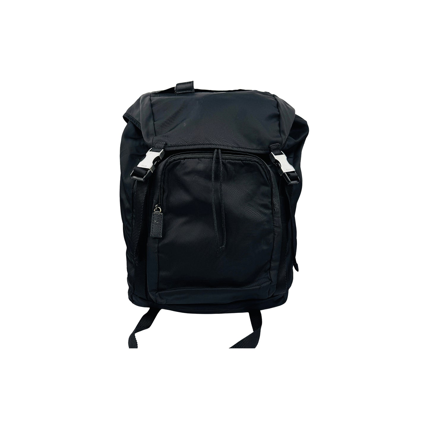 Prada Black Tessuto Nylon Double Buckle Backpack