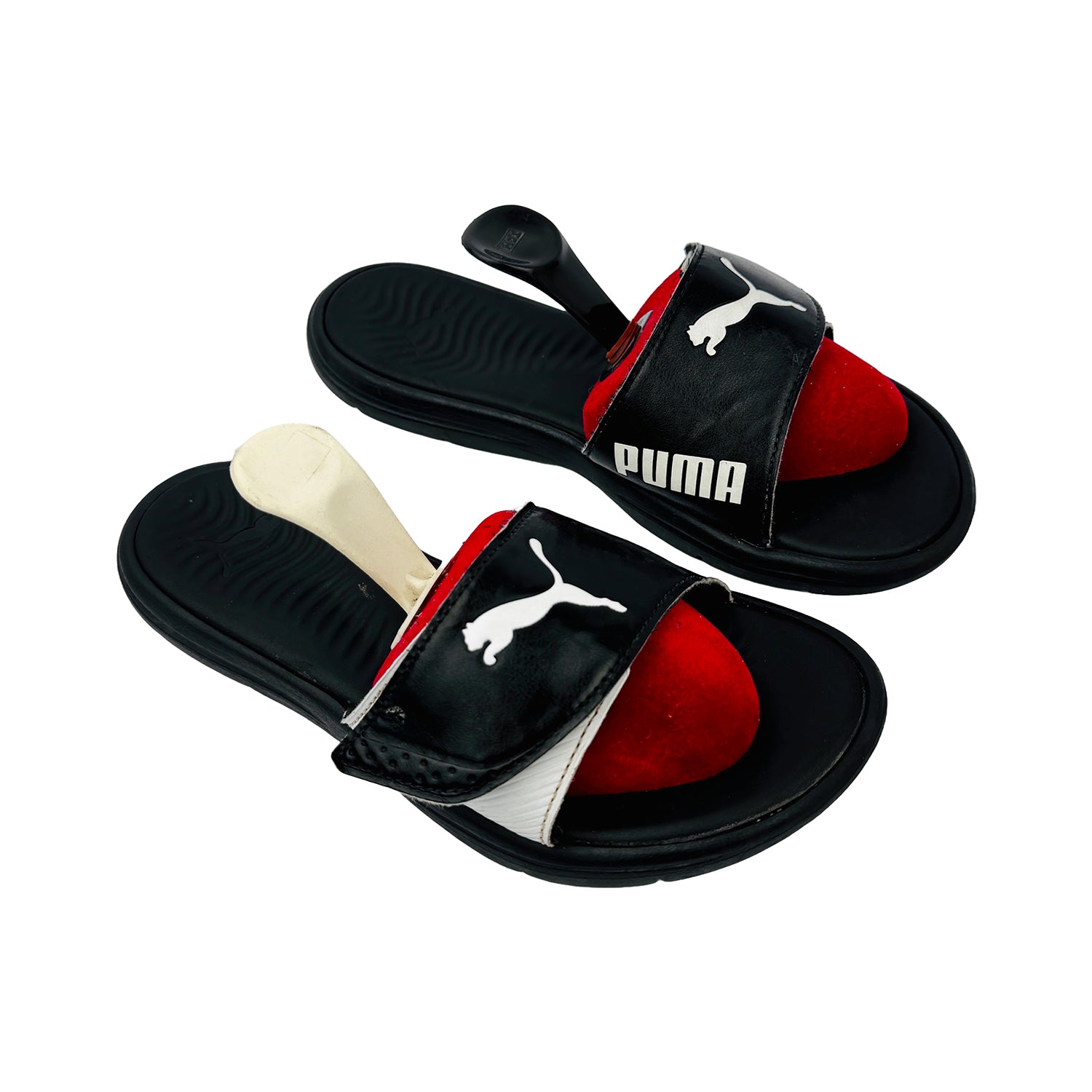 Right Side image of Puma Formlite Black White Slippers (Size 37.5) - VSK-0218
