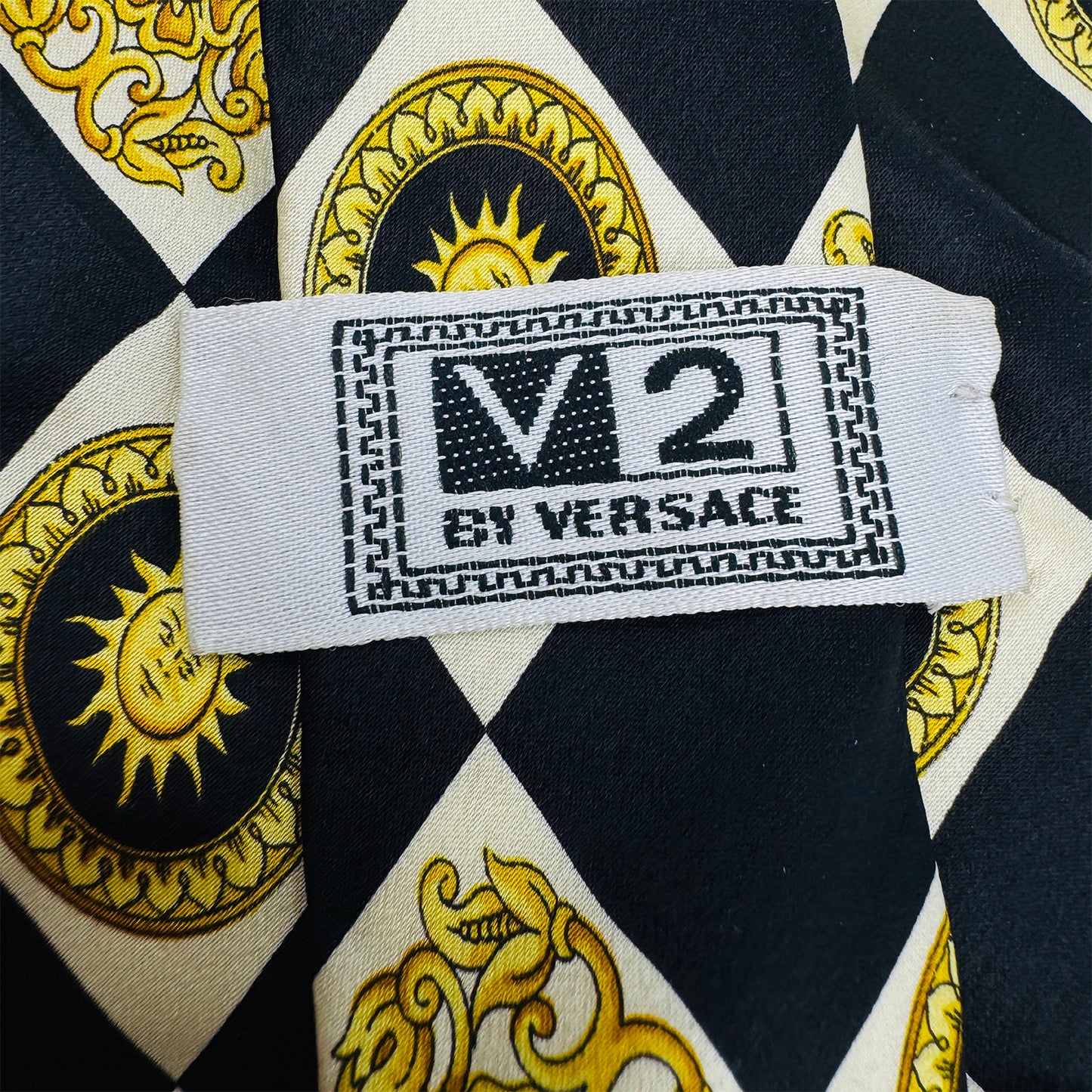 Versace Black White 'Check Pattern' Silk Tie (Size Regular)
