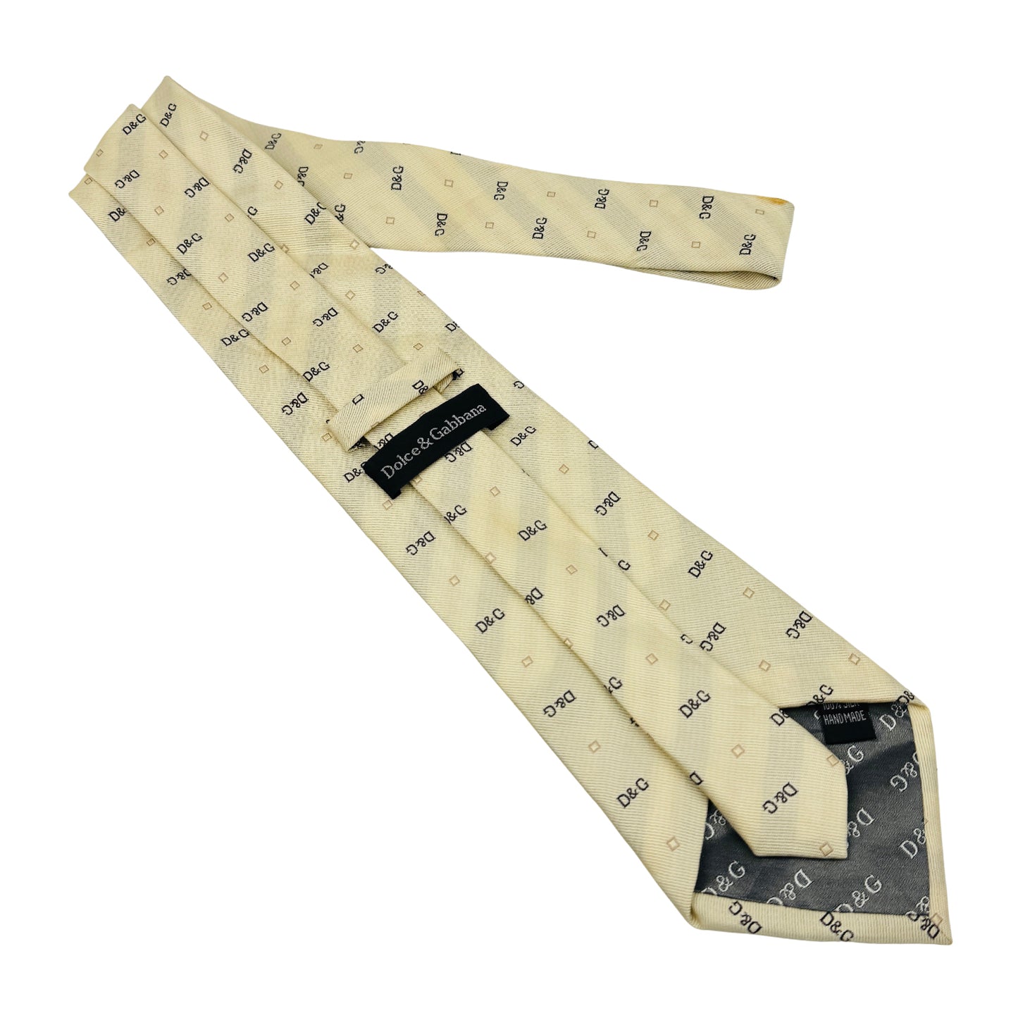 Dolce & Gabbana Light Beige 'Motifs' Silk Tie (Size Regular)