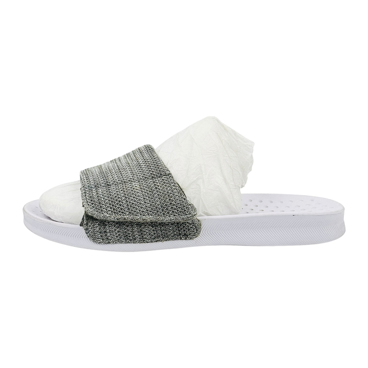 Aldo Grey White Knit Adjustable Strap Slides (Size 41)