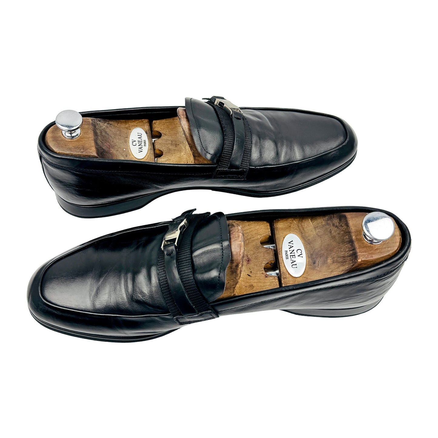 Prada Men's Black Spazzolato Leather Loafers (Size 44)