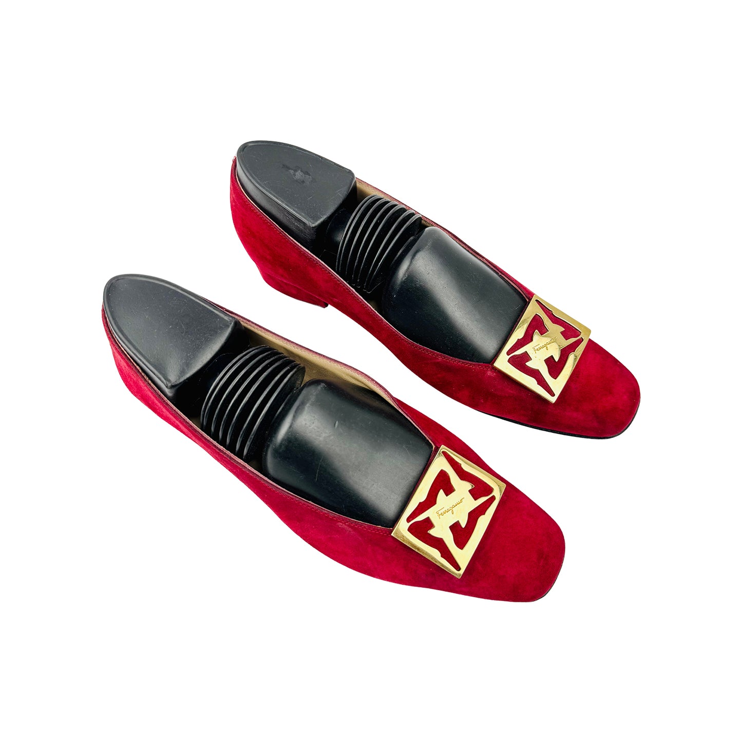 Salvatore Ferragamo Red Suede Heel Pumps (Size 37/37.5)