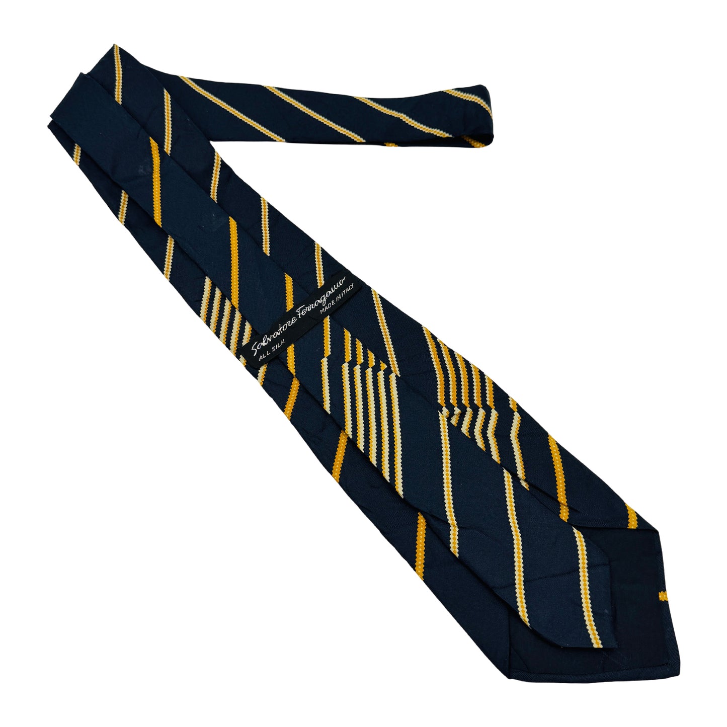 Salvatore Ferragamo Navy Blue 'Diagonal Stripes' Tie (Size Regular)