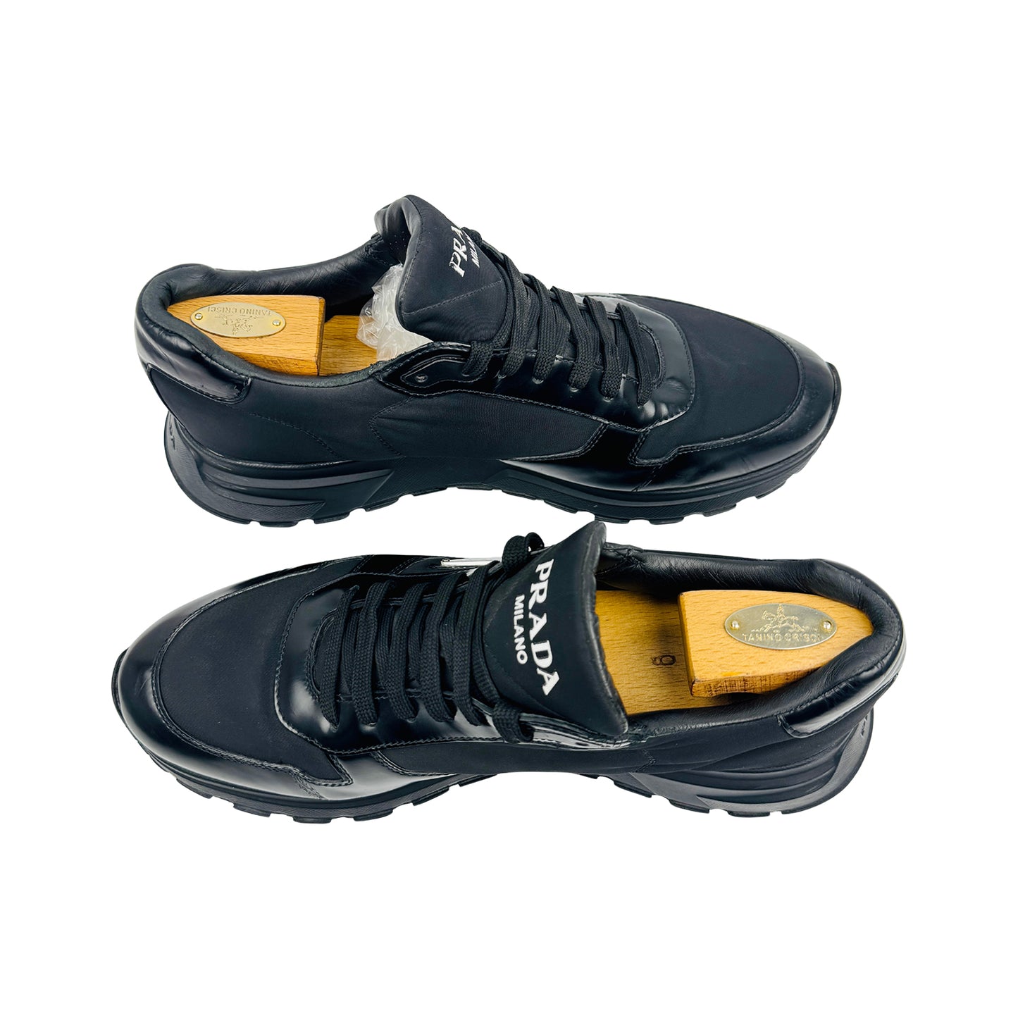 Prada Men's Prax 01 Black Sneakers (Size 44/44.5)