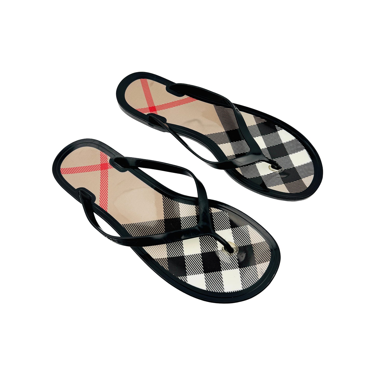 Burberry Nova Check Pattern Rubber Flip Flops (Size 39)