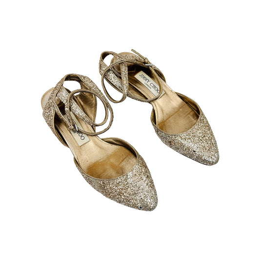 Jimmy Choo Vicky 'Champagne Glitter' Slingback Heels (Size 36)