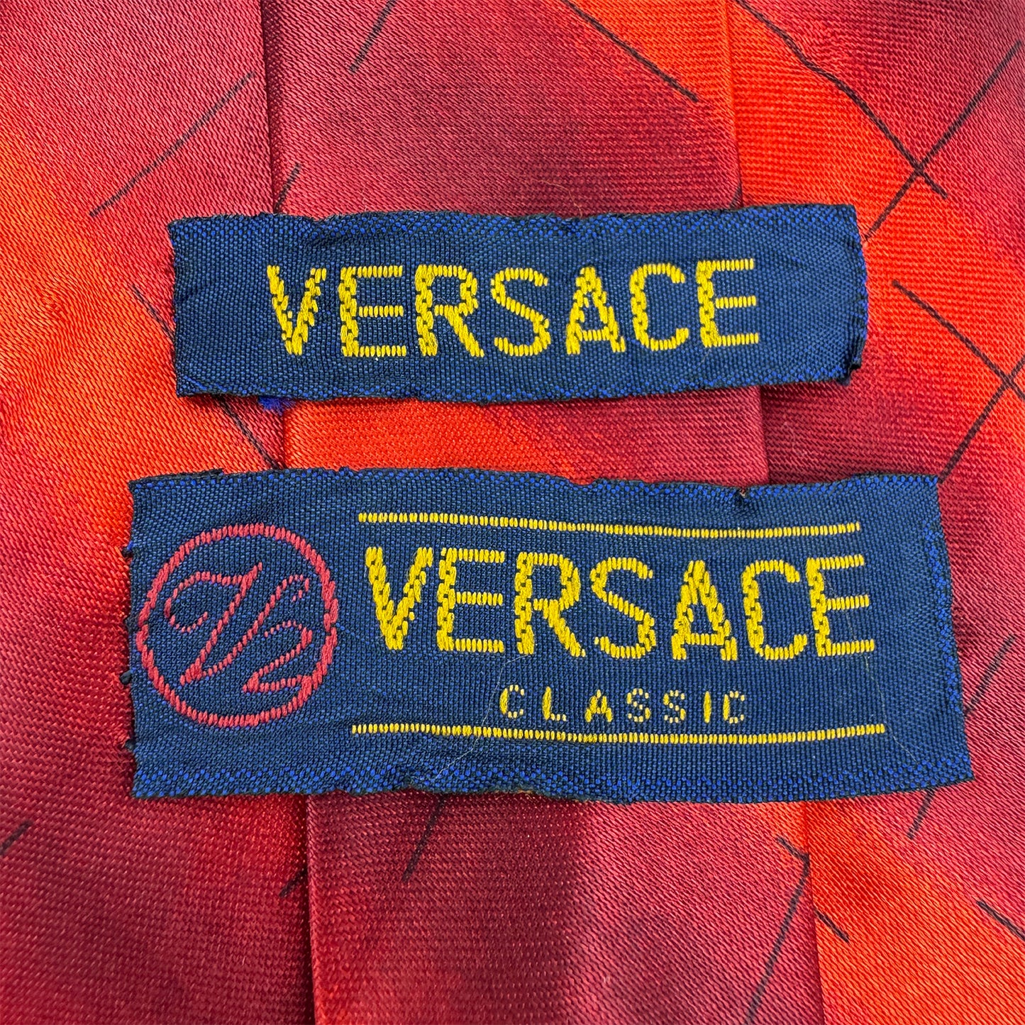 Versace Red 'Tonal Stripes' Silk Tie (Size Regular)
