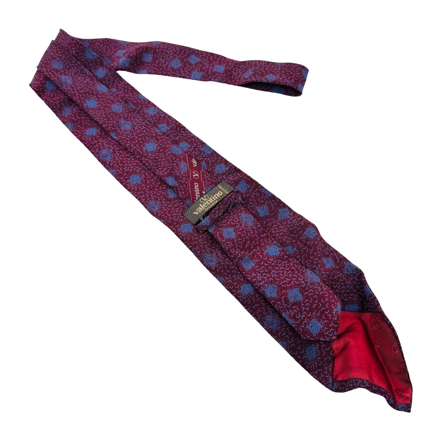 Valentino Burgundy 'Abstract Floral Motifs' Silk Tie (Size Regular)