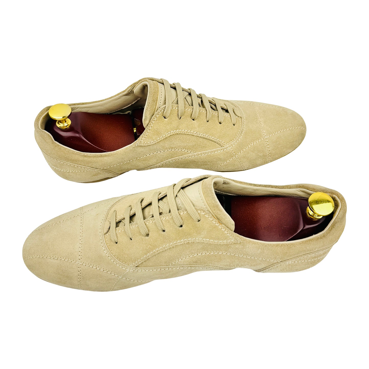 Louis Vuitton Beige Suede Leather Sneakers (Size 44)
