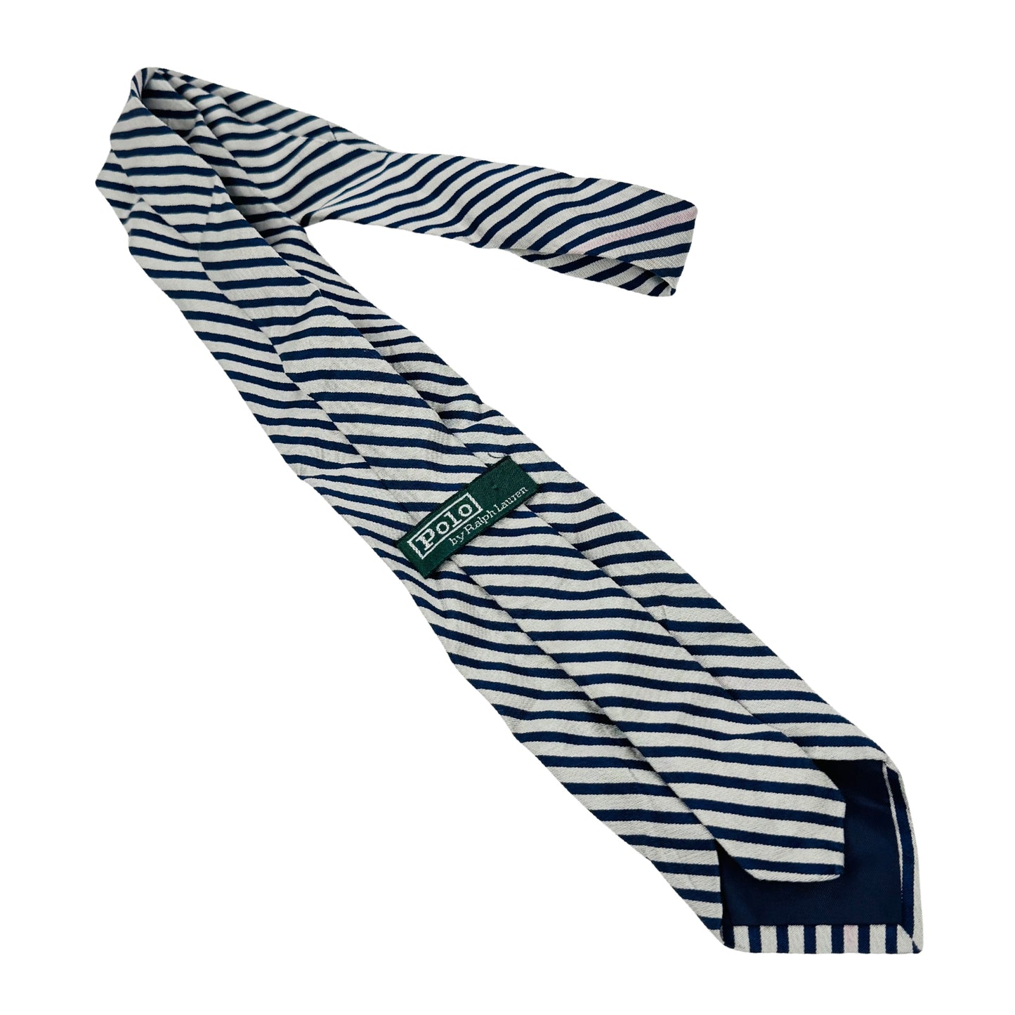 Ralph Lauren Polo White 'Navy Stripes' Tie (Size Regular)