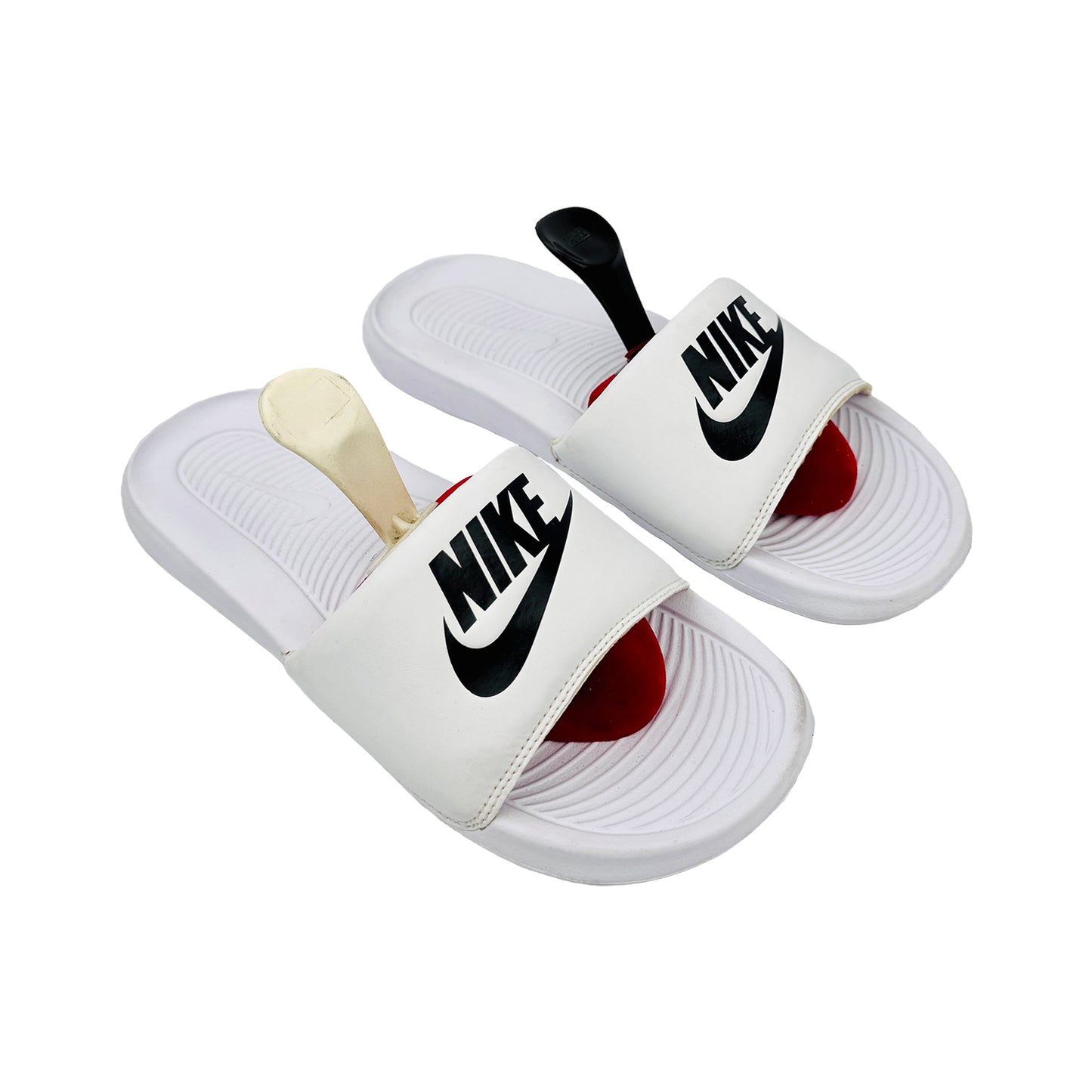 Right Side image of Nike Victori One White Slides (Size 38) - CN9677-100