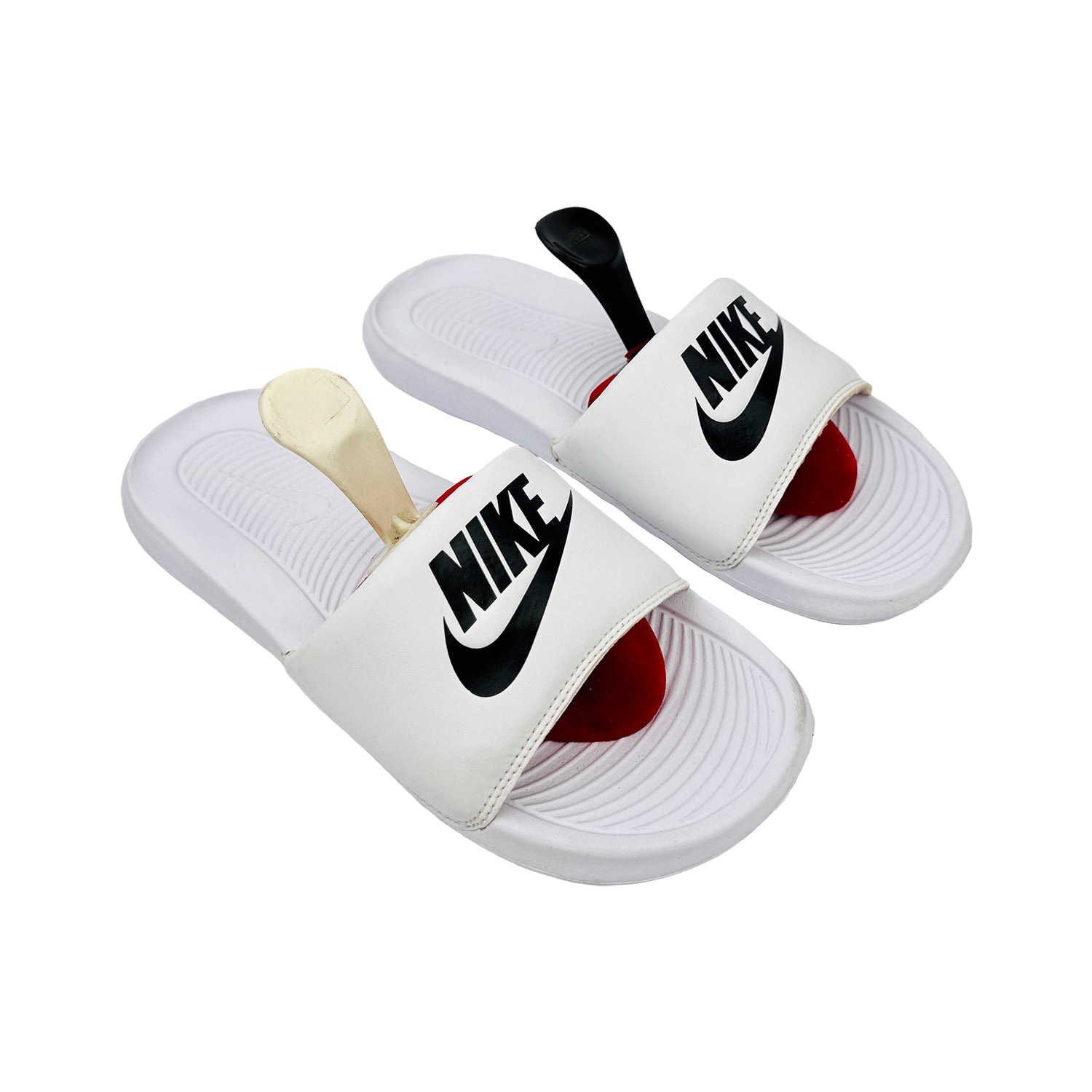 Right Side image of Nike Victori One White Slides (Size 38) - CN9677-100