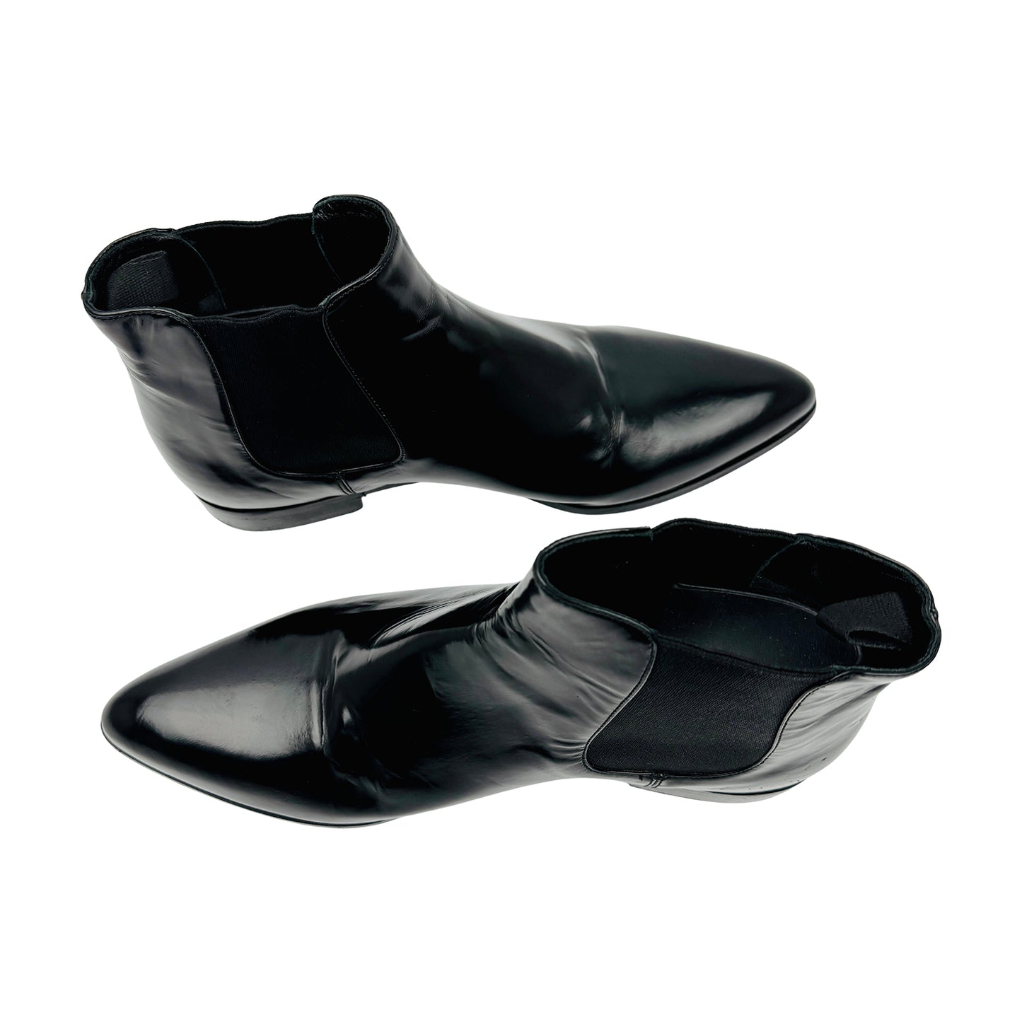Prada Black Polished Leather Chelsea Boots (Size 38/38.5)