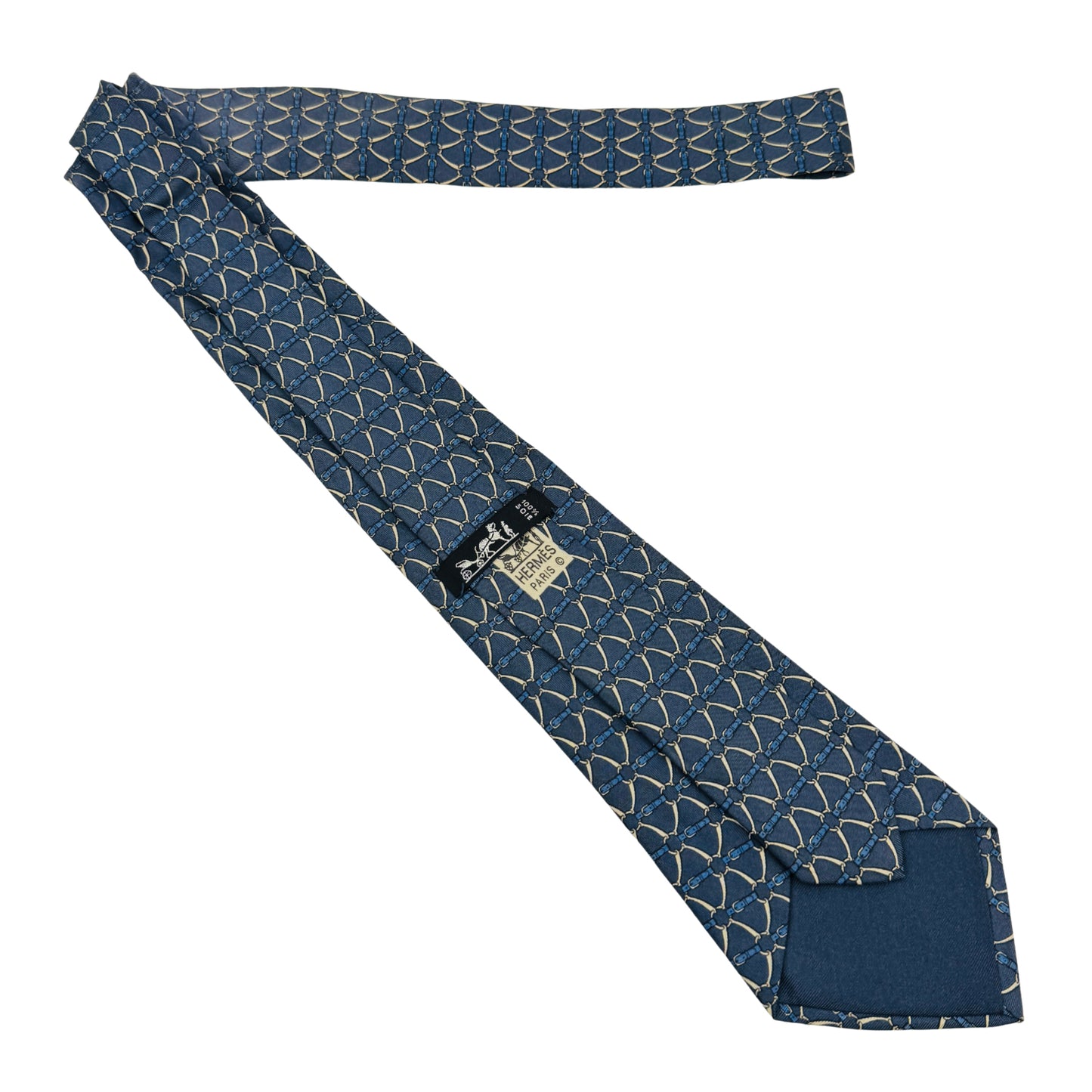 Hermès Steel Blue 'Chain Pattern' Tie (Size Regular)
