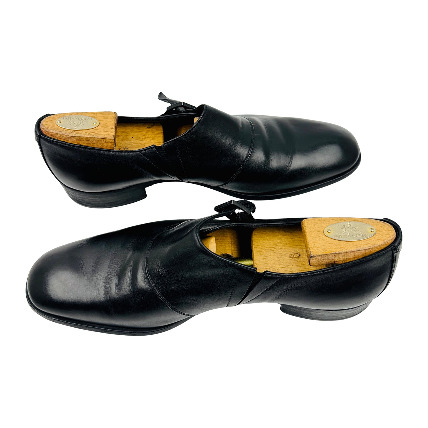 Emporio Armani Black Leather Single Monk Strap Shoes (Size 44)