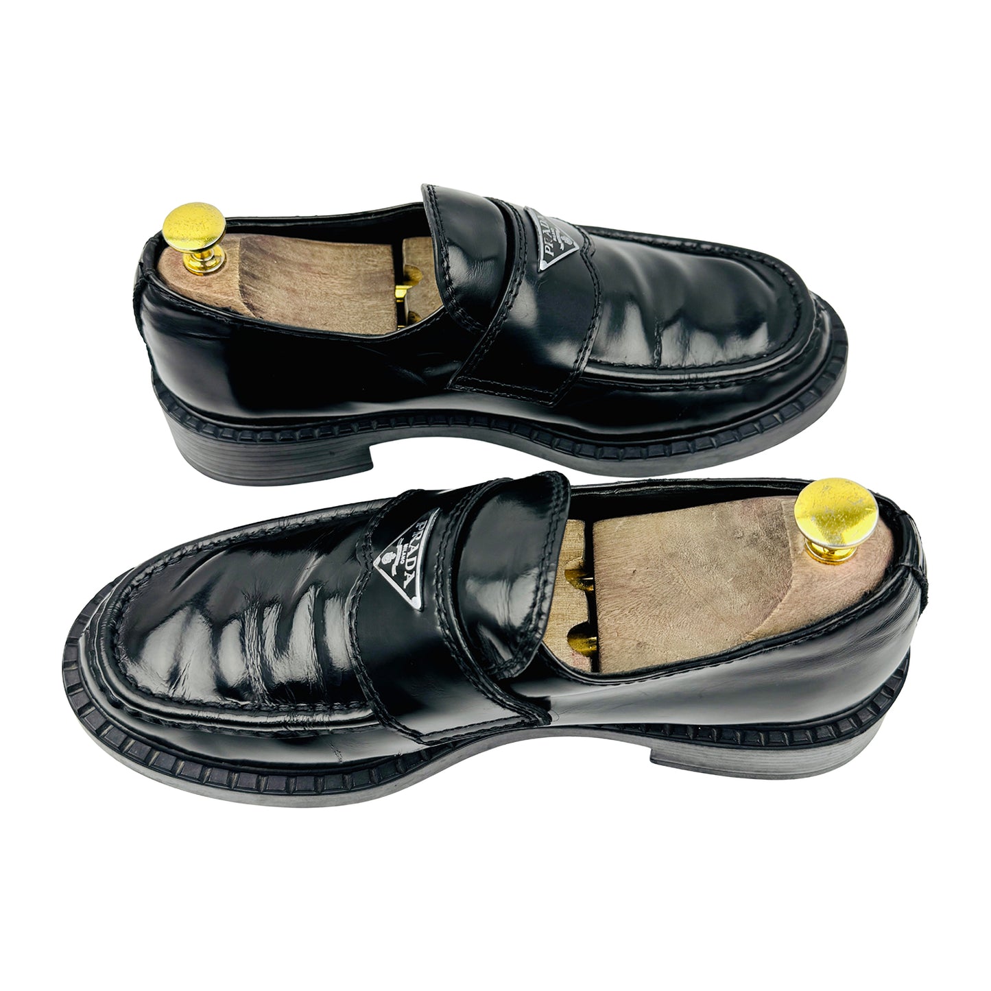 Prada Black Brushed Leather Loafers (Size 40/40.5)