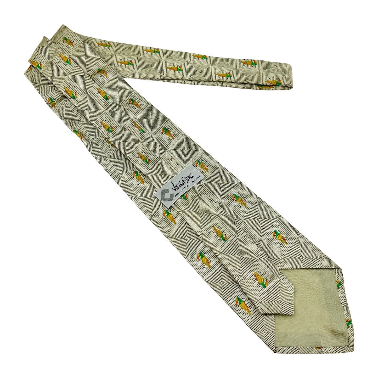 Vittorio Cotta Light Grey 'Bird Motifs' Tie (Size Regular)
