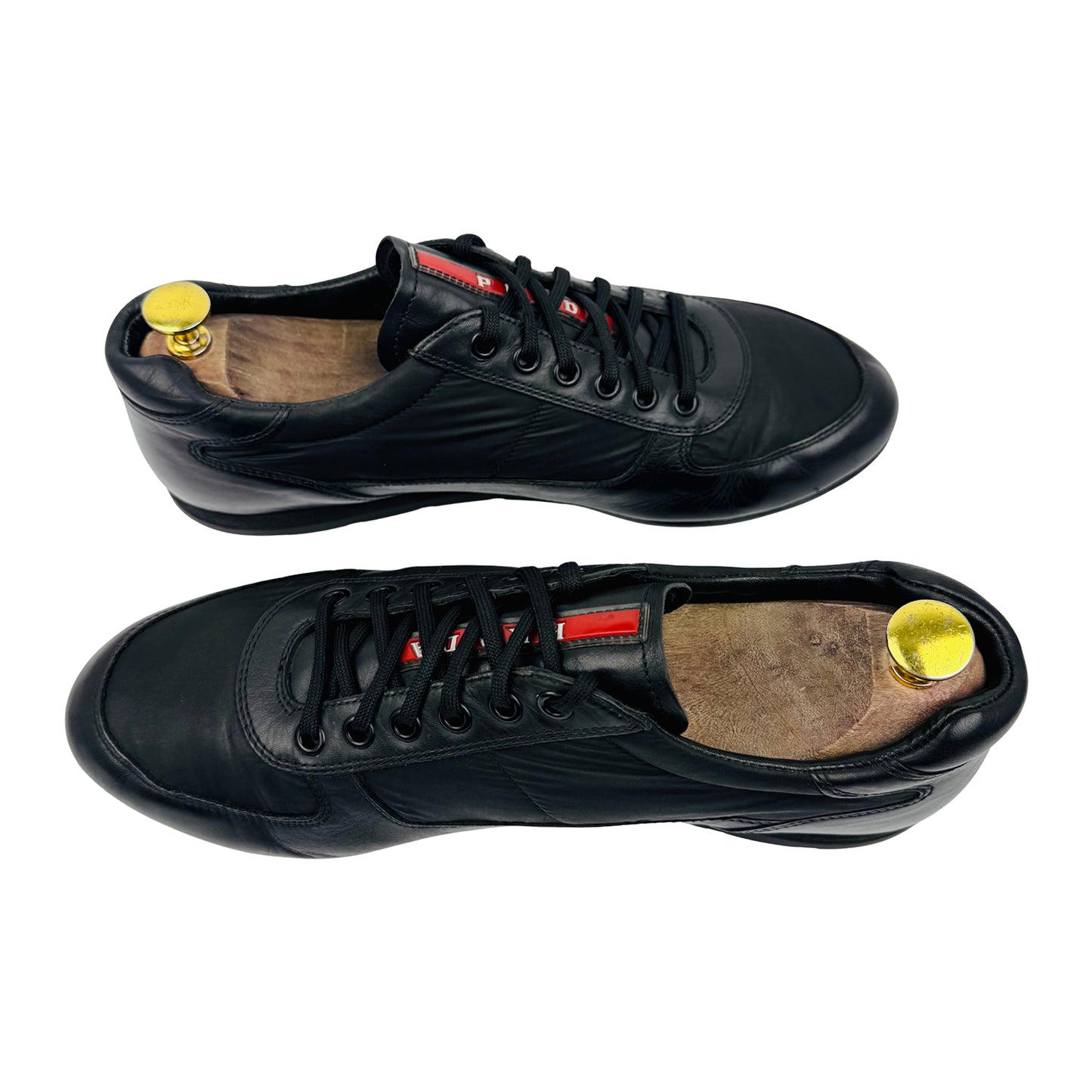 Prada Men's Black Technical Fabric Low-Top Sneakers (Size 42.5)