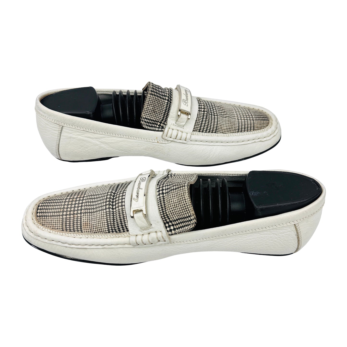 Burberry Men's Check Pattern Leather Loafers (Size 42/42.5)