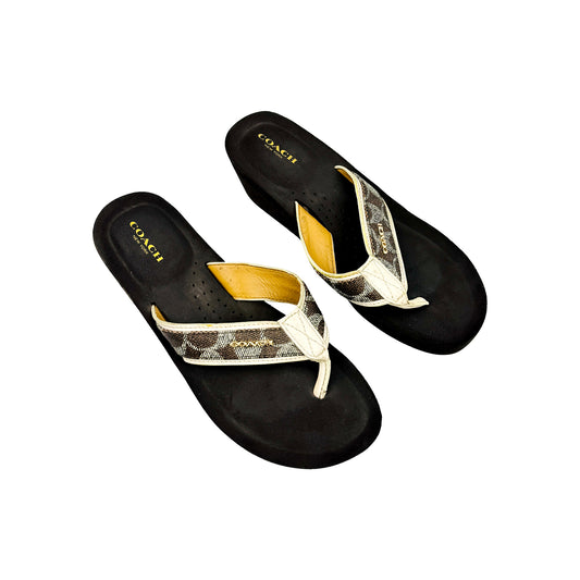 Coach Jolene Black Thong Flip Flops (Size 38)
