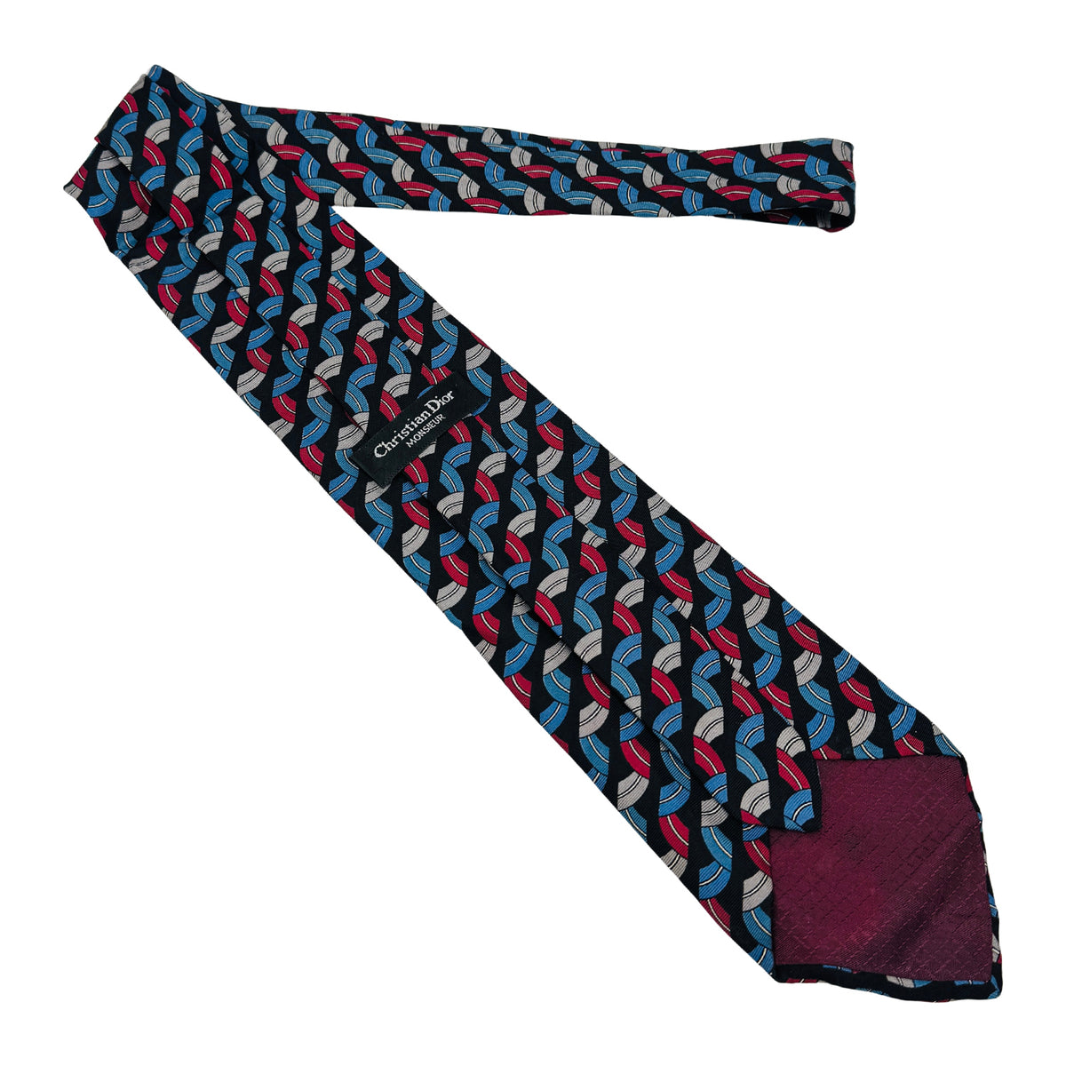 Christian Dior Black 'Curved Motifs' Tie (Size Regular)