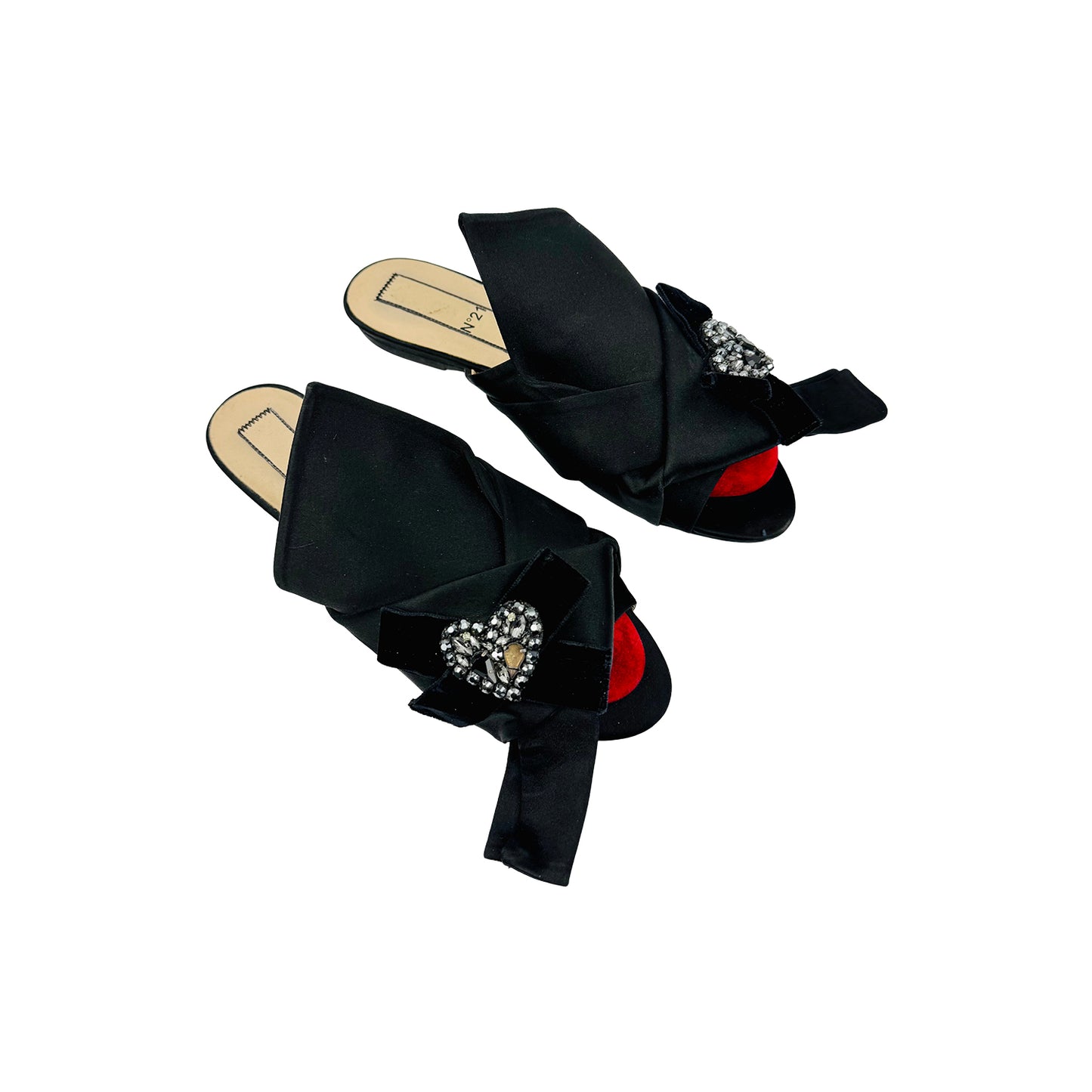 N21 Women's Black Satin Sandal Slides (Size 39)