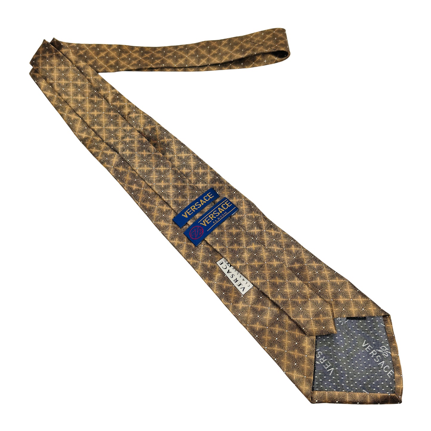Versace Golden Brown 'Geometric Pattern' Tie (Size Regular)