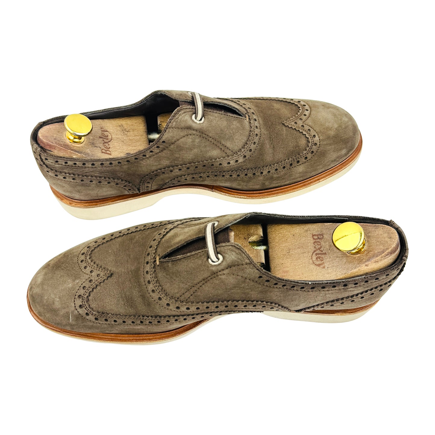 Salvatore Ferragamo Men's 'Olive Brown' Derby Shoes (Size 42.5)