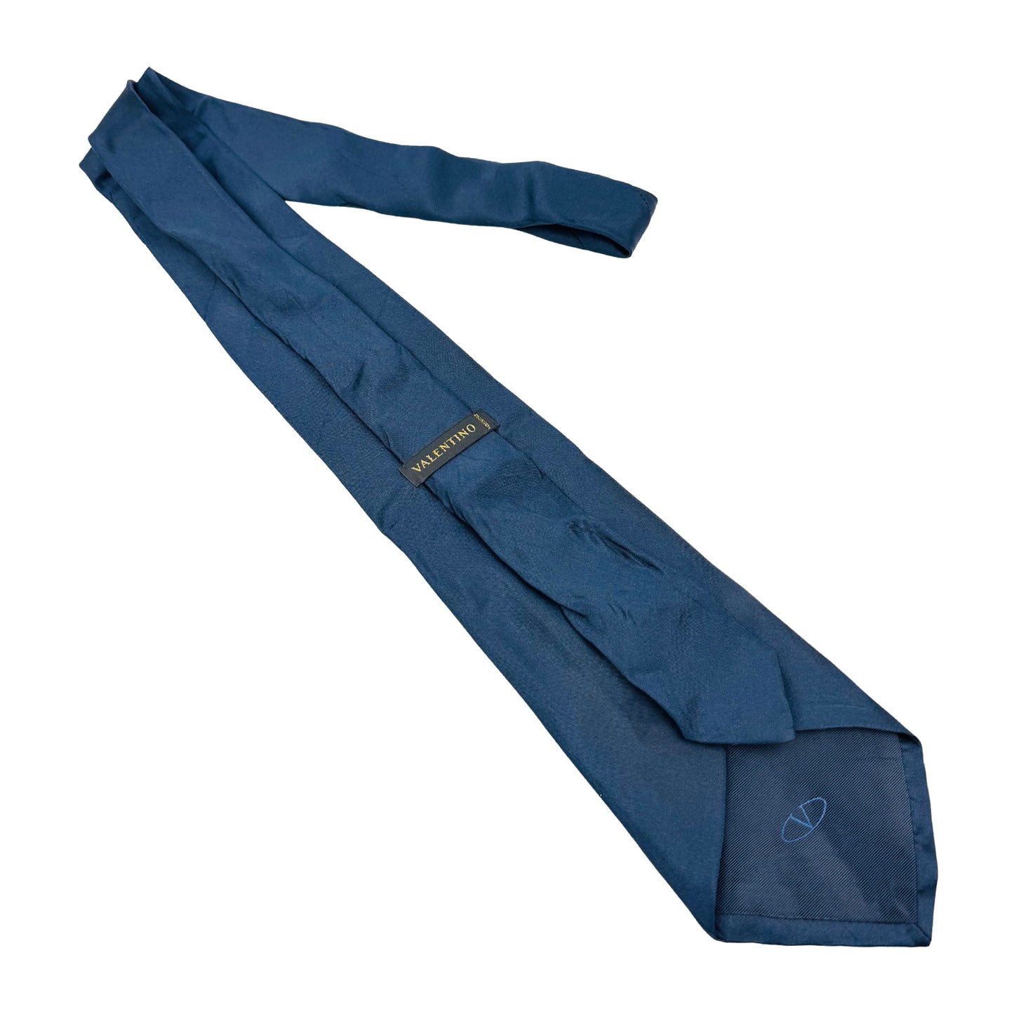 Valentino Solid Navy Blue Silk Tie (Size Regular)