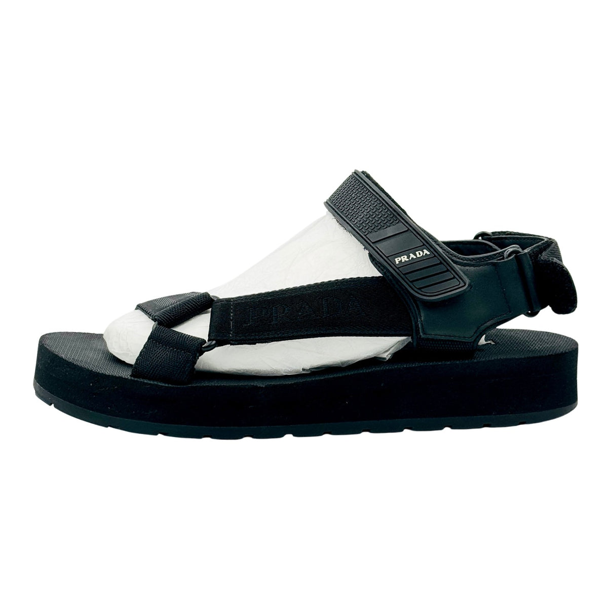 Prada Black Woven Canvas Nomad Sandals (Size 41)