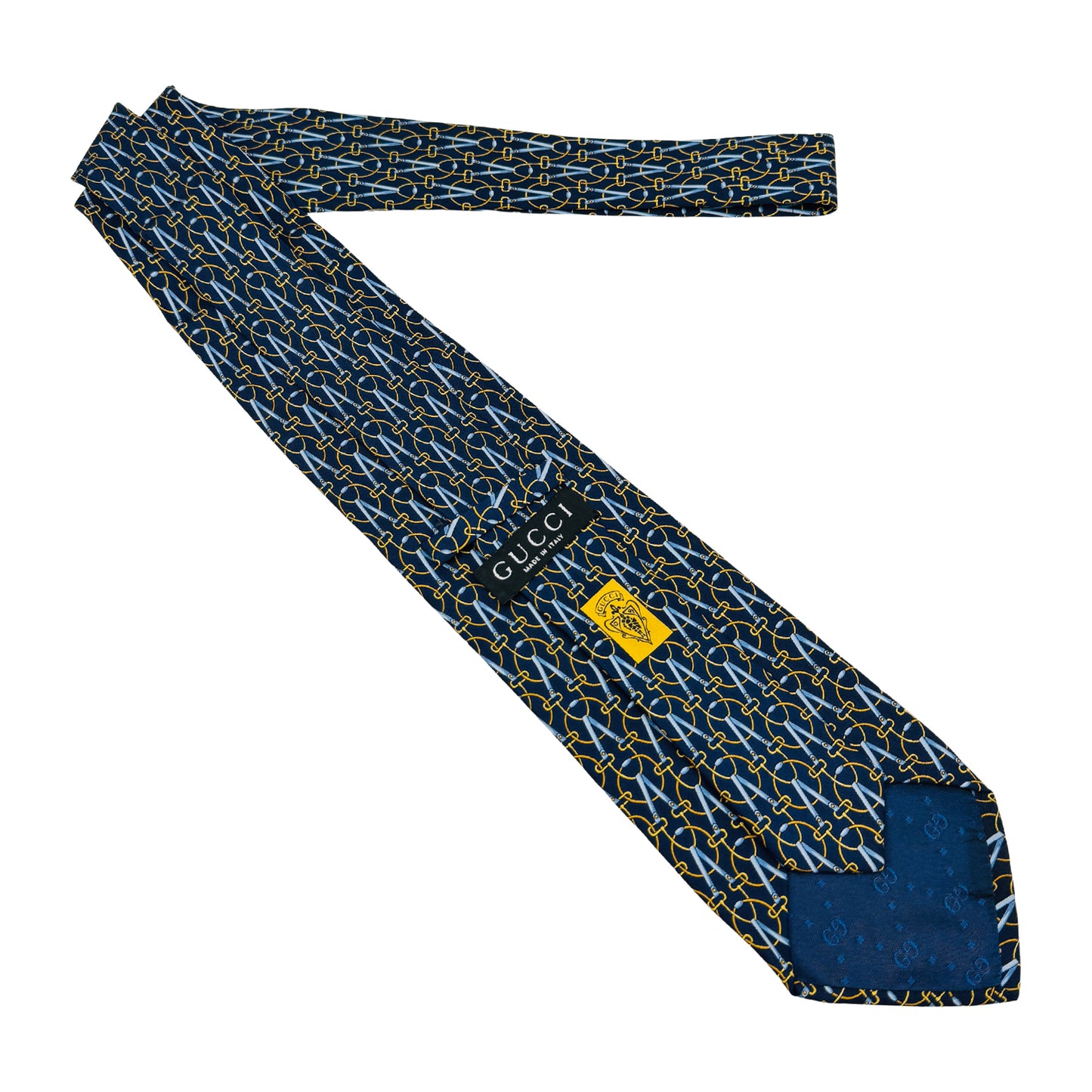 Gucci Dark Navy Blue 'Chain Pattern' Tie (Size Regular)