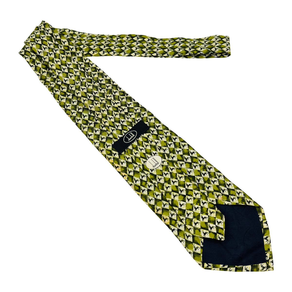 Dunhill Olive Green Geometric Pattern Tie (Size Regular)