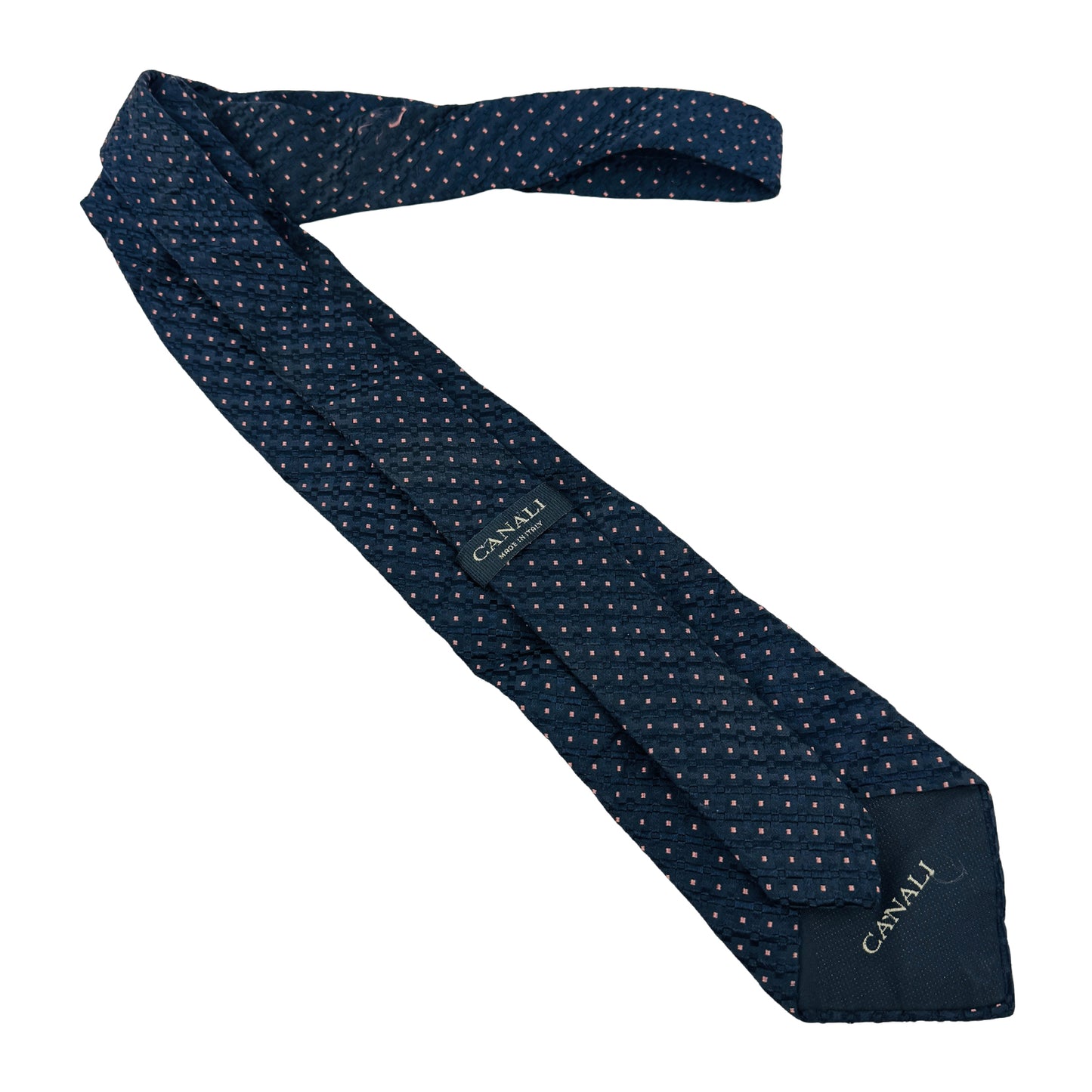 Canali Navy Blue 'Square Dot Pattern' Tie (Size Regular)