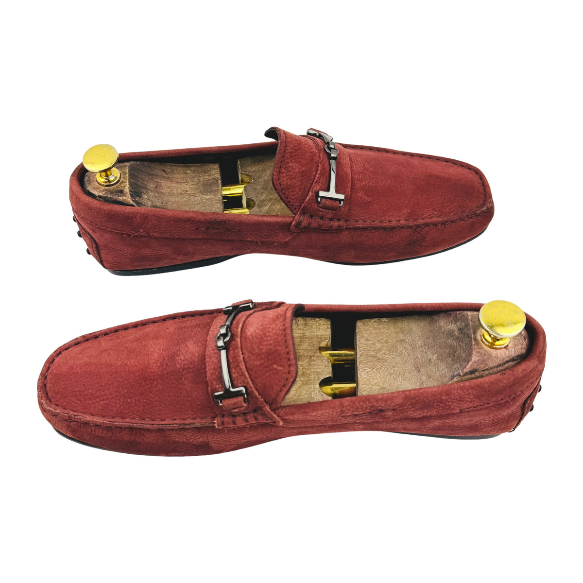 Tods Double T Dark Red Suede Loafers (Size 42)
