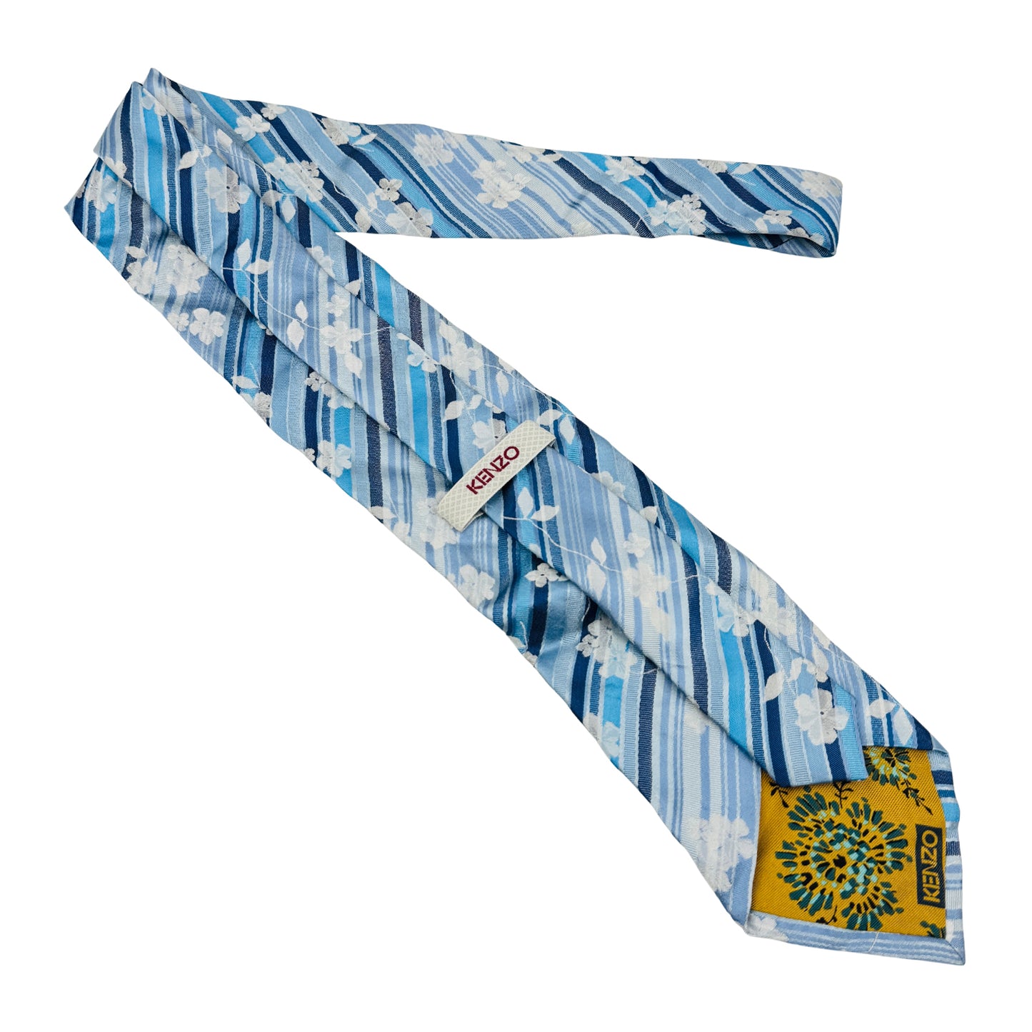 Kenzo Light Blue 'Striped Floral Pattern' Tie (Size Regular)