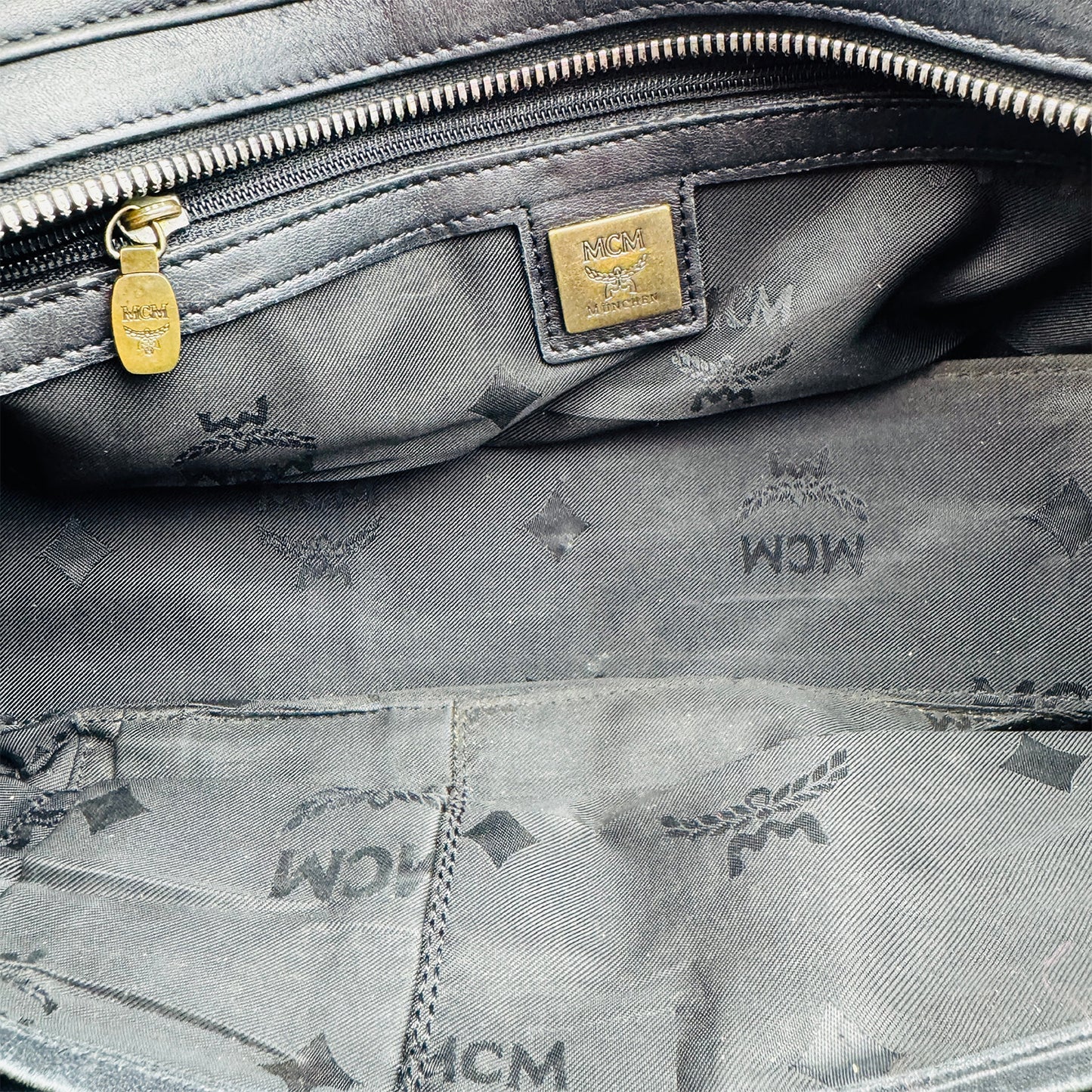 MCM Black Boston Leather Shoulder Bag